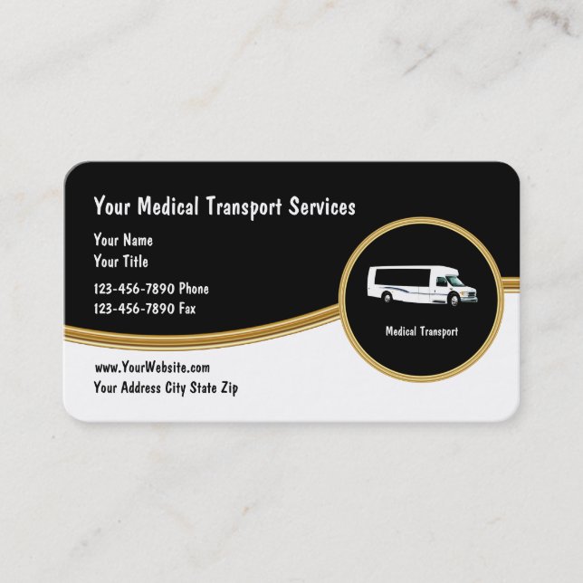 Medical Transport Classy Business Cards (Front)