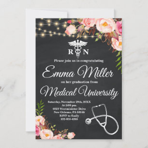 Medical University Boho Floral Graduation Invitation