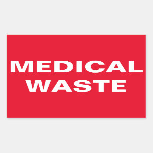Medical Waste Sign Rectangular Sticker