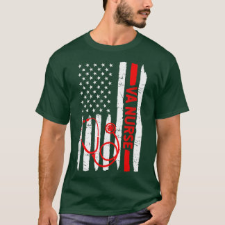 Medical Worker American Flag VA Nurse  T-Shirt