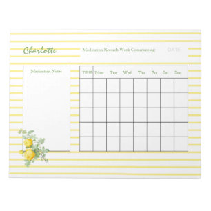 Medication Log Sheets Personalised Notepad
