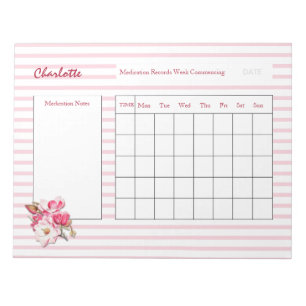 Medication Log Sheets Personalised Notepad