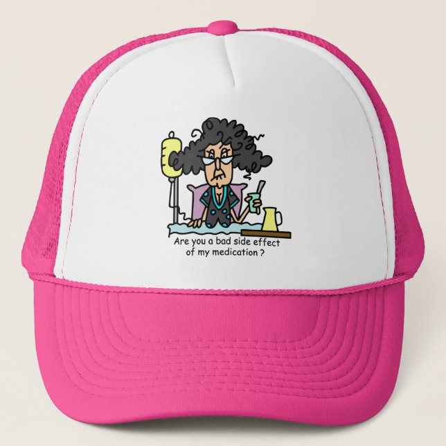 Medication Side Effect Dark Hair Trucker Hat (Front)