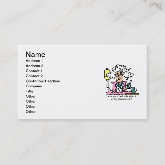 Medication Side Effect Humour Business Card (Front)
