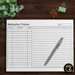 Medication Tracker Daily Log  Notepad