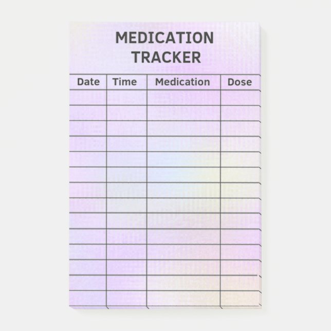 Medication Tracker Medical Checklist Post-It Notes (Front)