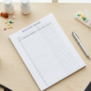 Medication Weekly Tracker Log Prescription  Notepad