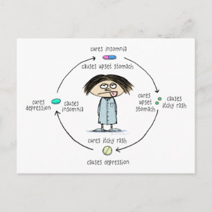 Medicinal Cures and Causes Funny Cartoon Postcard