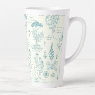 Medicinal Garden Herbarium in blue and off white Latte Mug
