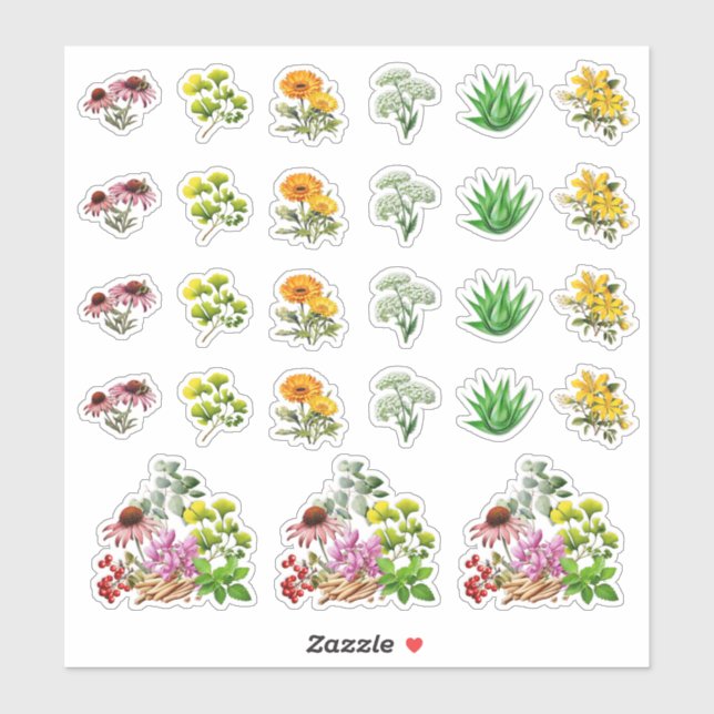Medicinal Herbs Shaped Stickers Template Sheet (Sheet)