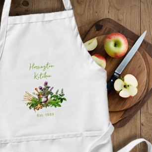 Medicinal Herbs Year Established Kitchen Apron