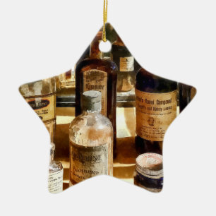 Medicine Bottles in Glass Case Ceramic Tree Decoration