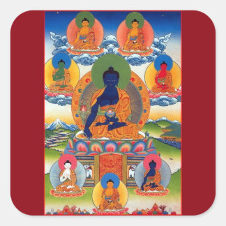 Medicine Buddha Tibetan Buddhist Art Square Sticker