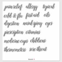 Medicine Cabinet Organisation Script Label Sticker