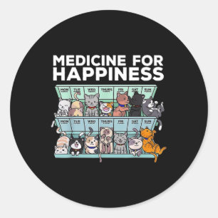 Medicine For Happiness Cat Week Classic Round Sticker