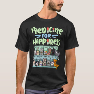 medicine for happiness pill box animals cat breeds T-Shirt