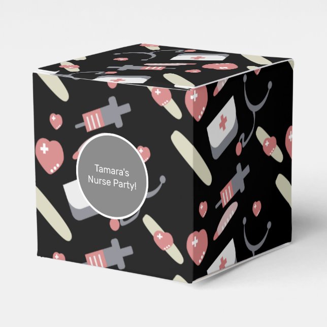 Medicine Graduation Party Nurse Practioner Pattern Favour Box (Front Side)