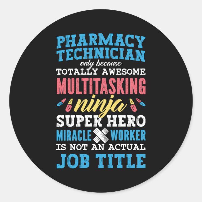 Medicine Hero Pharmacy Technician Tech Pharmacist Classic Round Sticker (Front)