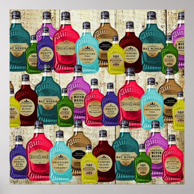 Medicine Man Magic Potion Apothecary Tonic Bottles Poster (Front)