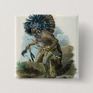 Medicine man of the Mandan tribe in the costume of 15 Cm Square Badge
