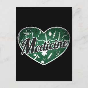Medicine Retro Heart Blackboard Love Postcard