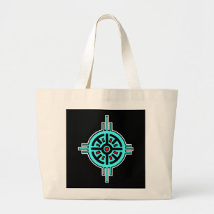Medicine Wheel-Black Large Tote Bag