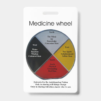 Medicine Wheel Words Vertical Badge ID Badge
