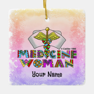 Medicine woman  ceramic ornament