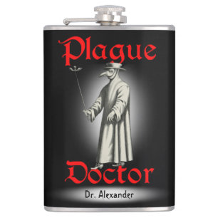 Medico Della Peste Plague Doctor Bird Beak Costume Hip Flask