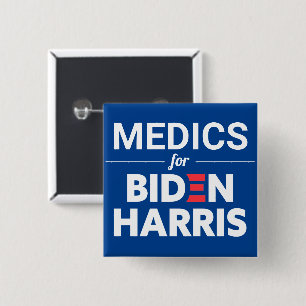 Medics for Biden Harris Custom Text Blue 15 Cm Square Badge