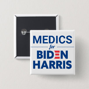 Medics for Biden Harris Custom Text White 15 Cm Square Badge