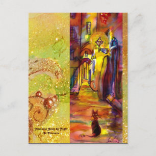 MEDIEVAL ALLEY BY NIGHT IN FLORENCE POSTCARD