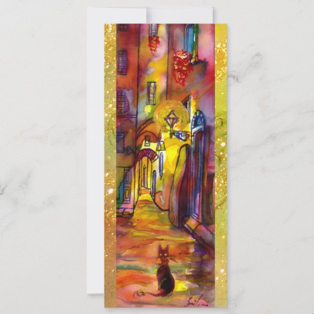 MEDIEVAL ALLEY BY NIGHT IN FLORENCE,red yellow (Front)