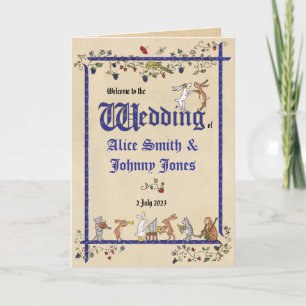 Medieval animals bride & groom wedding programme program