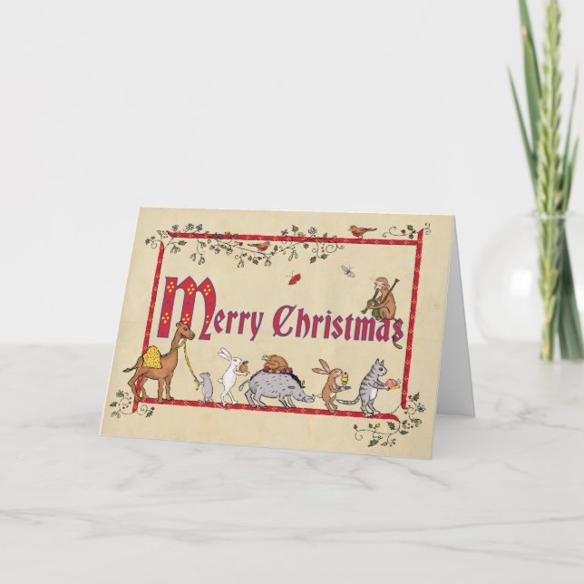 Medieval animals Christmas card (Front)