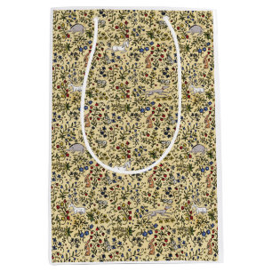 Medieval animals mille fleurs parchment gift bag