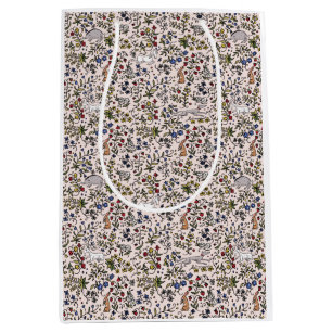 Medieval animals mille fleurs pink gift bag