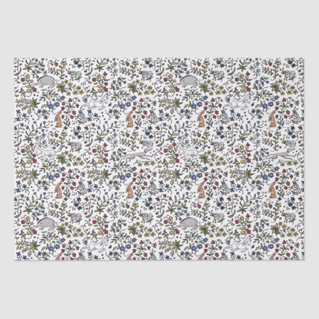 Medieval animals mille fleurs tissue paper (Front)