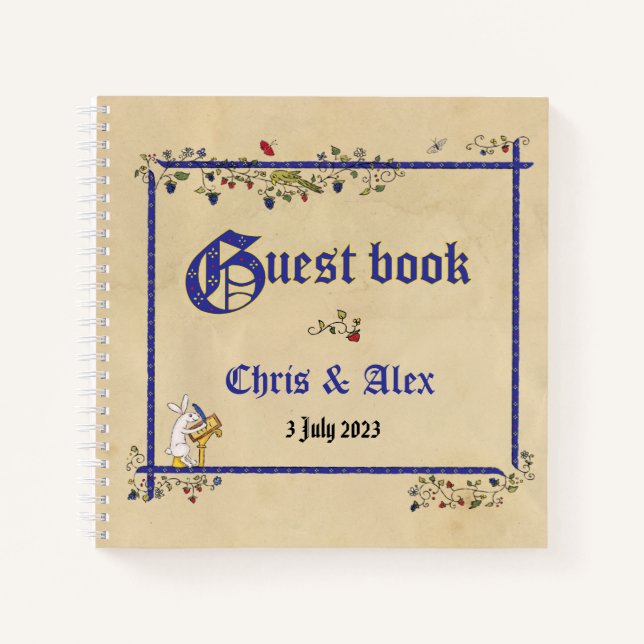 Medieval animals wedding guest book (Front)