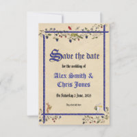 Medieval animals wedding save the date card