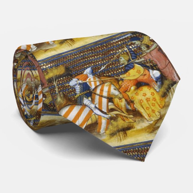 MEDIEVAL BATTLE, FIGHTING KNIGHTS HORSEBACK  TIE (Rolled)