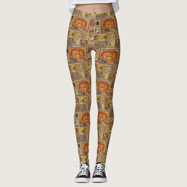 MEDIEVAL BESTIARY,BEAR,FOREST ANIMALS LEGGINGS (Front)