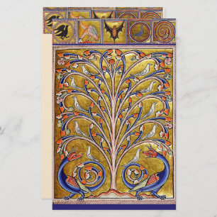 MEDIEVAL BESTIARY,BIRDS ON TREE OF LIFE,DRAGONS STATIONERY