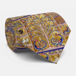 MEDIEVAL BESTIARY,BIRDS ON TREE OF LIFE,DRAGONS  TIE