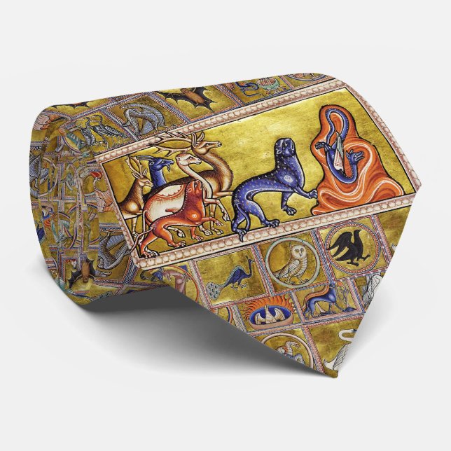 MEDIEVAL BESTIARY,DEERS,GOAT,CAMEL PANTHER,DRAGON TIE (Rolled)
