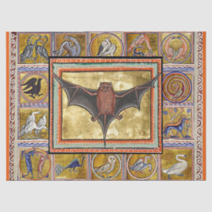 MEDIEVAL BESTIARY,FLYING BAT ,FOREST ANIMALS  TISSUE PAPER