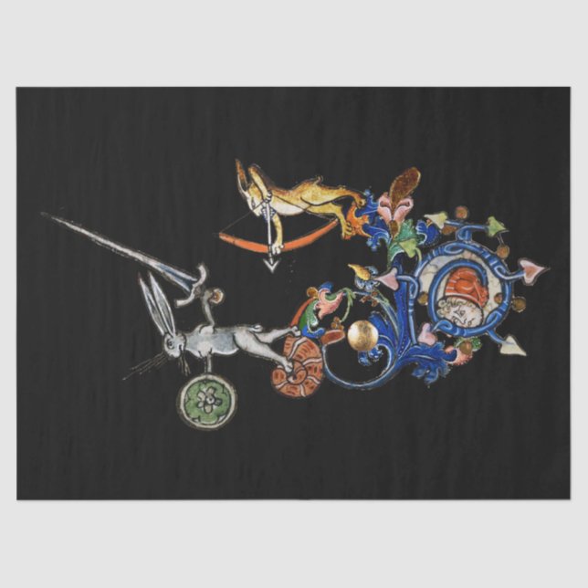MEDIEVAL BESTIARY,Killer Rabbits with Sword Black Tissue Paper (Front)