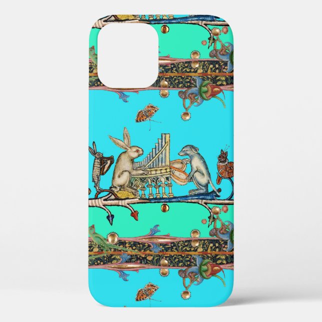 MEDIEVAL BESTIARY MAKING MUSIC,Rabbit, Dog Blue Case-Mate iPhone Case (Back)