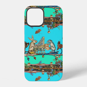 MEDIEVAL BESTIARY MAKING MUSIC,Rabbit, Dog Blue iPhone 12 Case