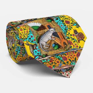 MEDIEVAL BESTIARY MUSIC,CAT PLAYING ORGAN Yellow Tie